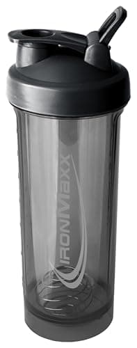 IronMaxx Premium Shaker – Deep Black 700 ml | Auslaufsicherer BPA-freier Shaker mit Siebkugel & Skalierung für Eiweißshakes Smoothies & Fitness Drinks