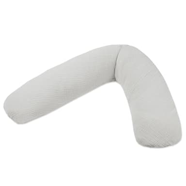 Theraline Stillkissen & Schwangerschaftskissen Dodo Pillow Premium - 180 cm inkl. Bezug aus Baumwolle - Leise und feine Perlen, schadstoffgeprüft, maschinenwaschbar (Nebelgrau)