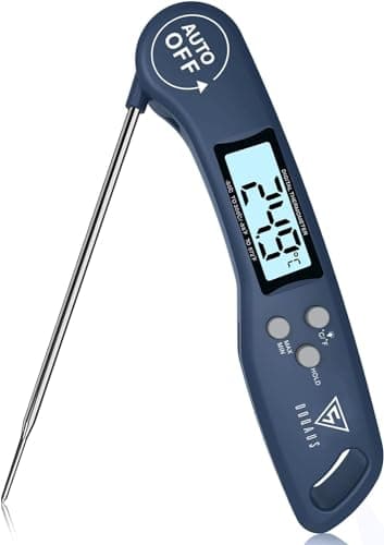 DOQAUS Grillthermometer Fleischthermometer Küchenthermometer Bratenthermometer Kochthermometer mit 3s Sofortiges Auslesen, LCD Bildschirm und Lange Sonde, für Kochen, BBQ (Navyblau)