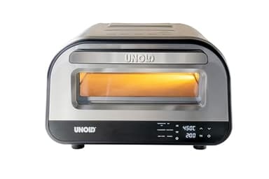Unold Pizzaofen LUIGI 68816 | Elektrischer Pizza Ofen aus rostfreiem Edelstahl mit Pizzastein mit bis zu 450°C, nur ca. 2 Minuten Backzeit, energiesparend, 1.700 Watt
