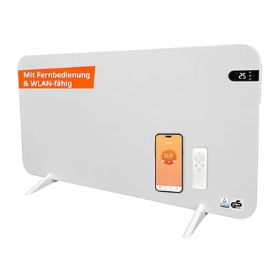 Könighaus 600W Smart 𝗗𝘂𝗮𝗹-𝗜𝗻𝗳𝗿𝗮𝗿𝗼𝘁𝗵𝗲𝗶𝘇𝘂𝗻𝗴 𝐕𝟐 - Standgerät/Wandmontage - WLAN App-Steuerung mit Fernbedienung - Heizkörper inkl. Handtuchhalter, Standfüße & Befestigung Farbe: Weiß