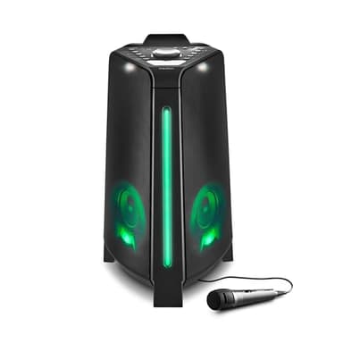 MEDION P61552 Party-Soundsystem (Partylautsprecher inkl. Mikrofon, Karaoke Partybox, Akku, Bluetooth, True Wireless Stereo, 2X 220 Watt, Lichteffekte, USB, AUX, 2X Mikrofonanschluss, Kompaktanlage)