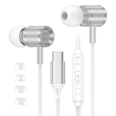 USB C Kopfhörer mit Kabel für Samsung Galaxy S25 Ultra S24 S23 S22 S21 A17 5G A16 A36 A56 A55,In Ear Kopfhörer USB C Headset mit Mikrofon Ohrhörer Typ C für iPhone 17 Air 16 15 i Pad Pro Google Pixel