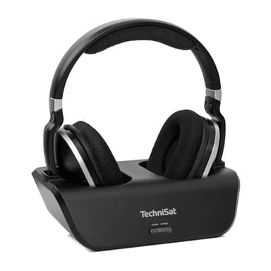 TechniSat STEREOMAN 2 V2 - kabelloser 2,4GHz Funkkopfhörer (für Fernseher und Musikanlagen, mit Dockingstation, AUX-in, Audio Eingang optisch) schwarz