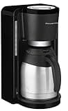 Rowenta CT3818 Filterkaffeemaschine Adagio Milano, Edelstahl- Thermokanne, 10-15 Tassen, Fassungsvermögen 1,25 L, Automatische Abschaltung, 850 Watt, 26.5 x 27 x 38.5 cm, Schwarz