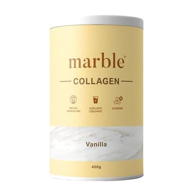 marble® Collagen Pulver 450 g - Collagenpeptide - 60 Tage risikofrei testen - Aminosäuren Komplex hochdosiert - Kollagenpulver in Pappdose ohne Plastiklöffel – Vanilla
