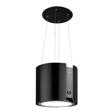 Klarstein Skyfall Smart Dunstabzugshaube - freihängede Abzugshaube, Dunstabzugshaube Umluft/Abluft, App- und Gestensteuerung, 45 x 42 cm (ØxB), 402 m³/h, 200 W, 3 Stufen, LED-Beleuchtung, schwarz