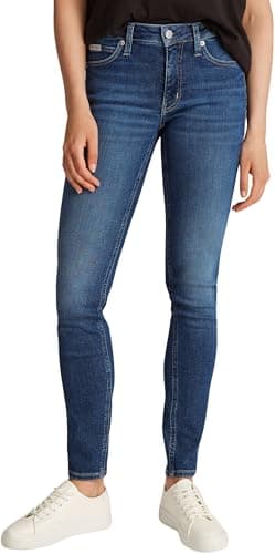Calvin Klein Damen Jeans Hose Mid Rise Skinny Fit, Blau (Denim Dark), 30W/27L