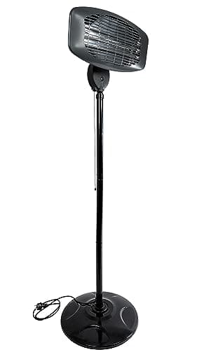 Güde Infrarot Standheizstrahler GIH 2000 (2000W Heizleistung, 3 Heizstufen (650/1035/2000 W), 15 m³ max. Raumheizvermögen, Quarz-Heizelemente, großer Standfuß & Kippschutz & stabiles Metallgestell)