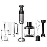 Kenwood Triblade XL Pro Stabmixer HBM80.322BK, 1200W, variable Geschwindigkeiten, Edelstahl(Pürierfuß), Schneebesen, Emulgieraufsatz, 500ml Zerkleiner, 700 & 250ml Becher, spülmaschinenfeste Teile