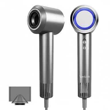 2025 Ionen Haartrockner & Professioneller Fön mit 110.000 U/min Bürstenlos-Motor, 300 Mio. Negative Ionen für Glanz, Intelligente Temperaturkontrolle, Magnetdüse, Leicht und Kompakt, 1600W（Anthrazit）