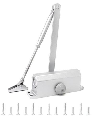 QWORK® Automatischer Türschließer, Türschließer Automatischer Hydraulik, mit Feststellfunktion, für Innentür & Außentür, 40-60kg,Silber