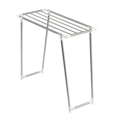 WENKO Wäscheständer 5,5 m Trockenlänge, extra schmaler Wäschetrockner platzsparend für Balkon oder Badewanne, Edelstahl matt, Mod. Profi Single