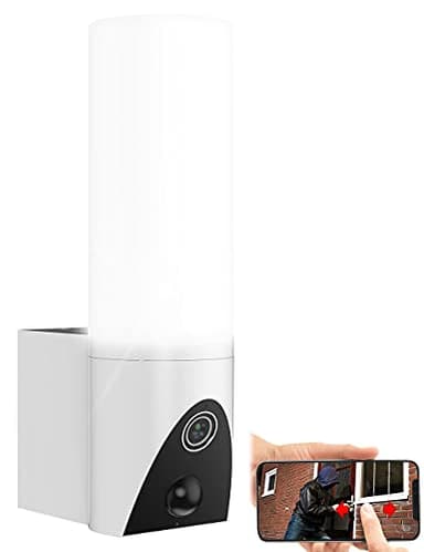 VisorTech Aussenleuchte mit Kamera: LED-Außenwandleuchte & WLAN-2K-Kamera, PIR, Nachtsicht, App, weiß (Außenlampe mit Kamera WLAN, Außenleuchte mit WLAN, Funk Bewegungsmelder)