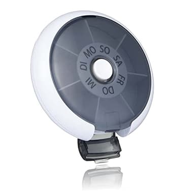 Kafeiya 7 Tage Pillendose - Tragbare Runde Medikamentenbox Klein - Rotierender Tablettenspender Mit Aufbewahrung - Schwarz