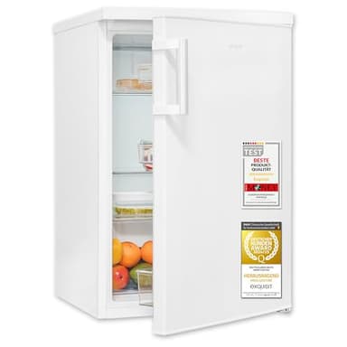 Exquisit Kühlschrank ohne Gefrierfach, 133 Liter, LED-Innenbeleuchtung, 3 Glasablagen, manuelle Temperaturregelung, wechselbarer Türanschlag, KS516-V-H-010C weiss