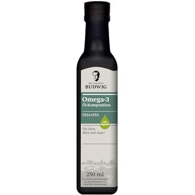 Dr. Budwig Premium Omega 3 DHA + EPA Öl Pur (250ml) - Bio Leinöl & Algenöl - DHA & EPA - vegan - flüssig - laborgeprüft - auch für Kinder - Alternative Fischöl & Omega 3 Kapseln