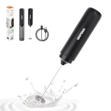 GRIFEMA Milchaufschäumer Stab Aufladbar, Tragbar Milk Frother 13000 U/min, Handmilchaufschäumer Ergonomisch, Leicht zu Reinigen, Aufschäumer Milchschäumer Elektrisch für Latte, Matcha-Tee, Cappuccino