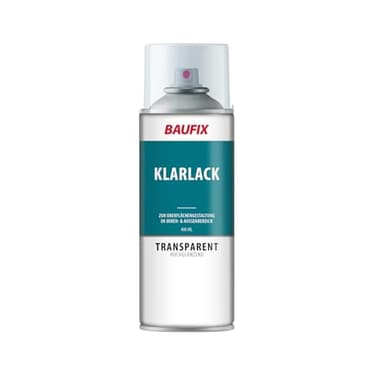 BAUFIX Sprüh und Effektlack, Klarlack Spray transparent, hochglänzend, 400 ml, DIY Lack, Dekorieren von Glas Metall und Holz
