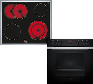 Siemens EQ211KB11, iQ300 Einbau-Herd-Set, Bestehend aus HE213BBS3 Herd, 60 x 60 cm, 3D Heißluft und Schnellaufheizung, EA64RGNA1E Elektrokochfeld, Zweikreis-Kochzone, Bräterzone, Edelstahlrahmen