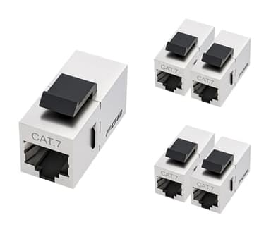 FGB 10Gbps Cat7 Keystone Modul RJ45 geschirmt Kupplung Buchse Netzwerk Patchpanel Keystone Ethernet Kupplung Netzwerk verbinder (5 Stück, Silber)