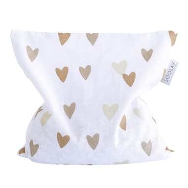 LOOLAY Kirschkernkissen Mikrowelle 20x20 cm – Wärmekissen aus 100% Baumwolle – Kirschkern Kissen Ideal bei Muskelverspannungen oder Menstruationsbeschwerden (herz beige braun)