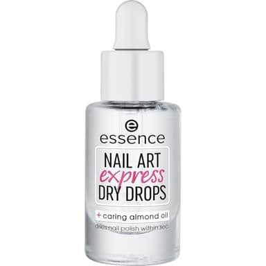 essence nail art express dry drops, Nagellack-Schnelltrockner, transparent, trocknet in 60 Sekunden, mit Vitamin E & Mandelöl, pflegend, vegan, ohne Aceton & Mikroplastik, 8ml