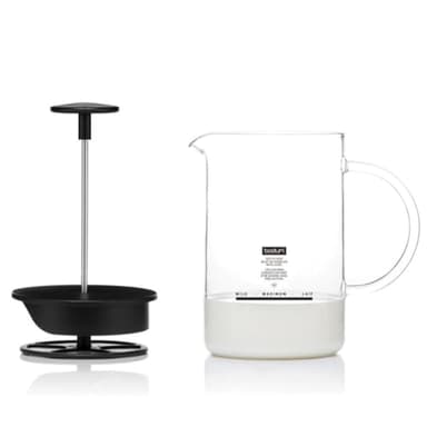 Bodum 1446-01 Milchschäumer mit Glasgriff Latteo, schwarz, H 18cm, B 15,6cm, L 10cm