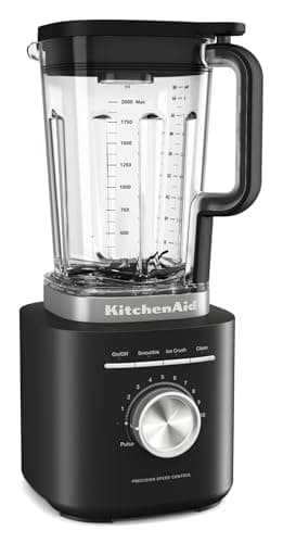 KitchenAid 5KSB2073EBM Pure Power Blender Standmixer, 1,5 PS Motor, Asymmetrische Klingen, Eis-Crushen, für Suppen & Smoothies, 10 Stufen, 2L BPA-freier Behälter, Matt-Schwarz