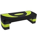 HOMCOM Steppbrett Aerobic-Stepper höhenverstellbar mit 3 Stufen (10/15/20 cm) Fitness Heimtrainer für Indoor Outdoor Belastbarkeit bis 150 kg Grün