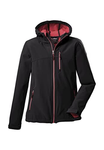 Killtec Mädchen Softshelljacke Softshell Jacke mit Kapuze Girls Softshelljacke wasserabweisend 00238-dunkelanthra 140