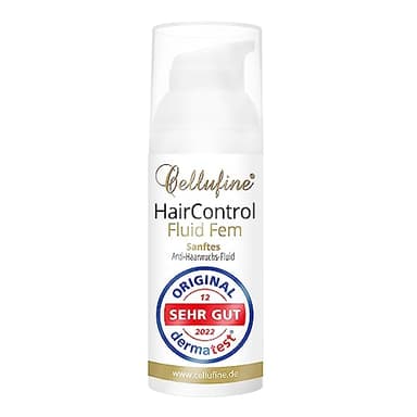 Cellufine® HairControl Fluid Fem - 50 ml, Verlangsamende-Haarwuchs-Creme entwicklelt für Gesicht mit pflanzlichem Wirkstoff Kreosotbusch, Sheabutter, Olivenöl, Aloe Vera im hygienischen Dosierspender