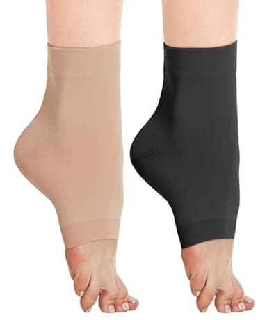 2 Paar Knöchel Medizinische Kompressionsstrümpfe Herren & Damen 20-30mmhg, Stützstrümpfe Kompressionssocken für Schwellung Plantarfasziitis Verstauchung Neuropathie Sport (Schwarz+Beige, XL)