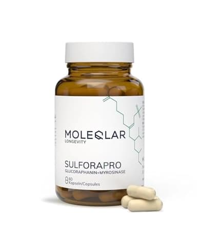 MoleQlar Sulforaphan Kapseln - 60 Stück Glucoraphanin + Myrosinase - aktivierter Sulforapro-Komplex mit Brokkoli-Extrakt - vegan und glutenfrei - Sulforaphan capsules