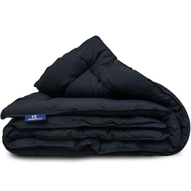 Slaapspeciaal Bettdecke ohne Bezug 140x220 - Ganzjahresdecke extra lang [Softcell Füllung], Steppdecke mit Gelfasern für Daunengefühl - Waschbare allergiker Bettwäsche - Schwarz