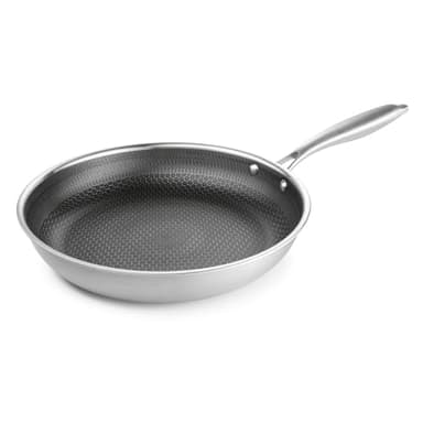 BRATmaxx Edelstahl-Pfanne | Universalpfanne mit Wabenstruktur & Antihaftbeschichtung | Bratpfanne für alle Herdarten & den Backofen geeignet | Ø ca. 28 cm & hoher Rand | fettarm Kochen