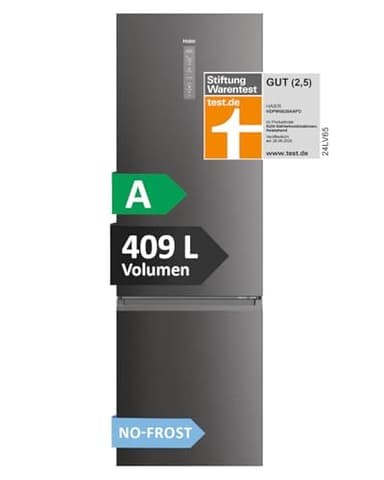Haier Kühl Gefrierkombination 2D 60 SERIE 5 PRO HDPW5618CNPK I 2,05 m, No Frost I Energieeffizienzklasse A I Kühlschrank mit Gefrierfach freistehend, Fassungsvermögen 409L I Wi-Fi, smarte Kühlfächer