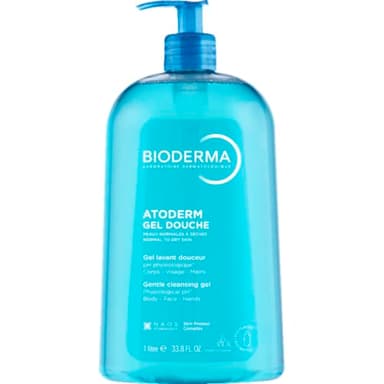 BIODERMA Atoderm Duschgel ohne Seife - milde Reinigung für normale bis trockene Haut - von Dermatologen empfohlen - Pumpflasche 1 l