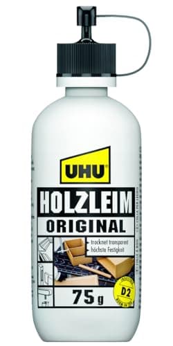 UHU Holzleim Original Flasche, Universeller Weißleim - geeignet für alle üblichen Holzarten und -verklebungen, 75g