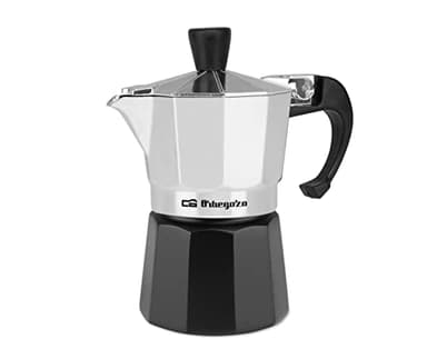 Orbegozo KFM 130 Italienische Kaffeemaschine, Aluminium, 1 Tasse, Schwarz und Silber
