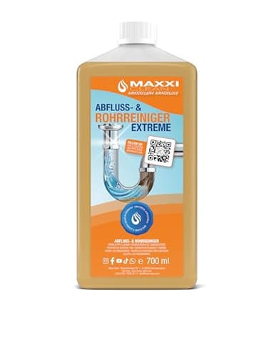 Maxxi Clean | Rohrreiniger, Abflussreiniger Abflussfrei EXTRA STARK | 700 ml mit bis zu 15 Anwendungen je Flasche | Beseitig effektiv Verstopfungen & Haare | Made in Germany
