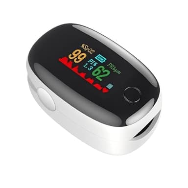 Tomedeks 1 PCS Pulsoximeter für Erwachsene mit Farbdisplay-LCD – Oximeter Finger Sauerstoff Blutsauerstoffmessgerät (AD901), 3-5 Sekunden Schnellmessung (weiß)