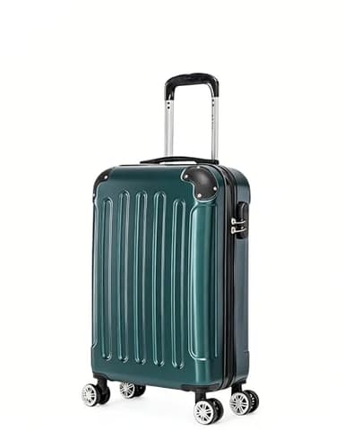 Boleedy Handgepäck Koffer, Leichter Trolley Reisekoffer, 55x36x21 cm, Hartschalen Koffer, Reisekoffer Kabinenkoffer mit, Zahlenschloß (DUNKELGREEN, M)