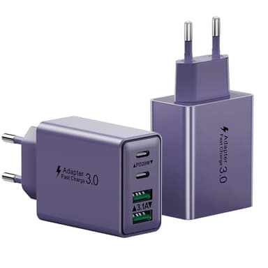 2-Pack ﻿USB C Ladegerät, 40W 4 Ports USB C Fast Charger Mehrfach Schnellladegerät mit PD+ QC 3.0 Power Adapter Netzteil Stecker für iPhone 17 16 15 14 13 12 11 Pro Max Plus, iPad, Samsung