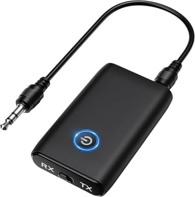 OQIMAX Bluetooth Adapter, Bluetooth 5.3 Transmitter Klinke 2 in 1 Audio Sender und Receiver, 3,5mm Klinke Musik Sender Empfänger, Kompatibel mit Kopfhörer, Lautsprecher, Fitnessstudio, TV, Flugzeug