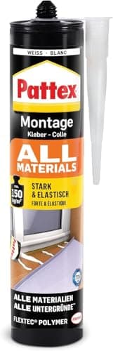 Pattex Montagekleber All Materials, stark haftender Alleskleber, Kraftkleber für innen & außen, Kleber für saugende und nichtsaugende Materialien, 1 x 450g