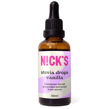 NICKS Stevia Flüssig Flavour Drops Vanille (50ml) Keto Zuckerfreie Tafelsüße ohne Kalorien, Low carb Zuckerersatz, Süßstoff, Flüssigsüße, Alternative zu Zucker, Süßungsmittel mit Pipette