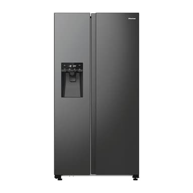 Hisense RS5P535NTFE Side-By-Side Kühl-Gefrier-Kombination, 376 Liter Kühlteil, 190 Liter Gefrierteil, Total NoFrost, Multi AirFlow, FastFreeze, Energieeffizienzklasse E, 178,6cm x 91,5cm, schwarz
