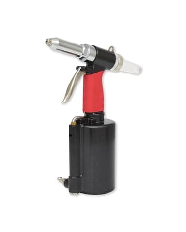 KS Tools Druckluft Nietpistole 515.3101 bis 6,4mm I Druckluft-Blindniet-Pistole mit 6 Mundstücken I Besonders Geräuscharm I Für Stahl-, Aluminium-Nieten uvm.