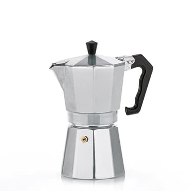 kela Espressokocher für 3 Tassen, Espressokanne 150ml, Kaffeekocher Aluminium, ITALIA, Espressomaschine für Herdplatte, alle Herdarten außer Induktion, silber matt